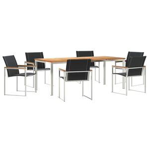vidaXL Garden Dining Set 7 pcs Solid Acacia Wood and Stainless Steel