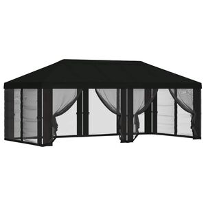 vidaXL Gazebo Cover with Sidewalls 6 x 3 m Black Polyester 190