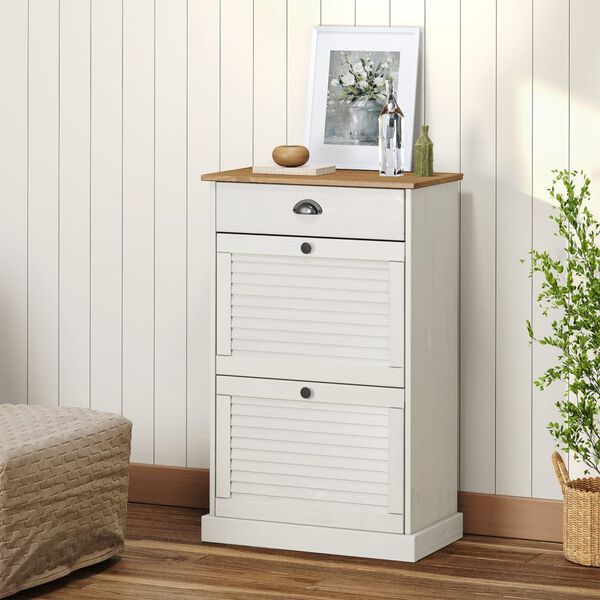 vidaXL Shoe Cabinet VIGO 60x35x96 cm White Solid Wood Pine