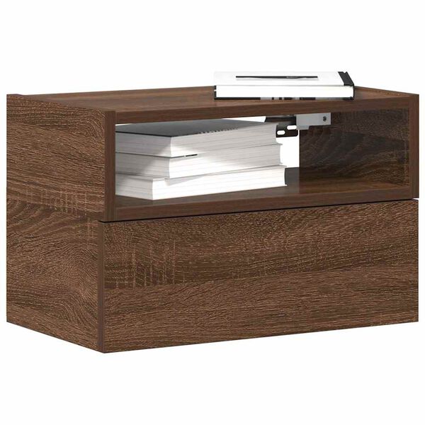 vidaXL Wall-mounted Bedside Cabinet Brown Oak 45x26x28.5 cm