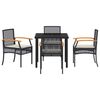 vidaXL Garden Dining Set 5 pcs Black Poly Rattan