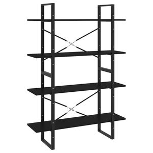 vidaXL 4-Tier Book Cabinet Black 100x30x140 cm Engineered Wood