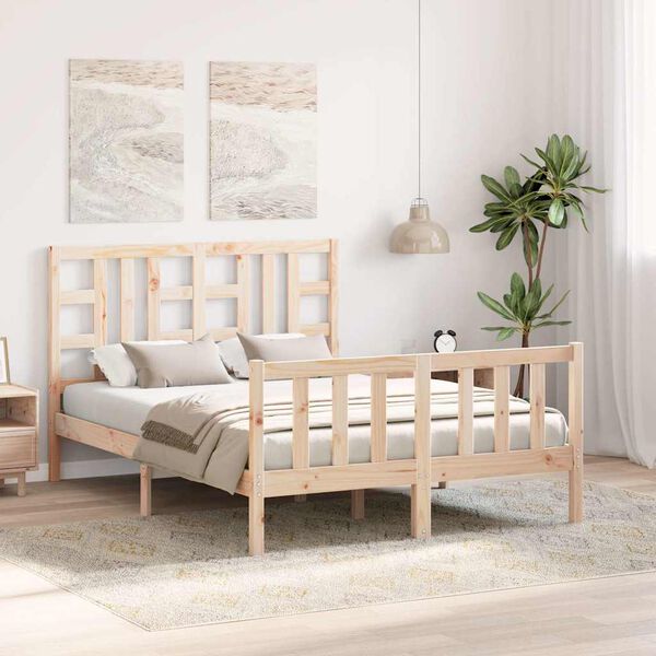 vidaXL Bed Frame without Mattress Double Solid Wood Pine