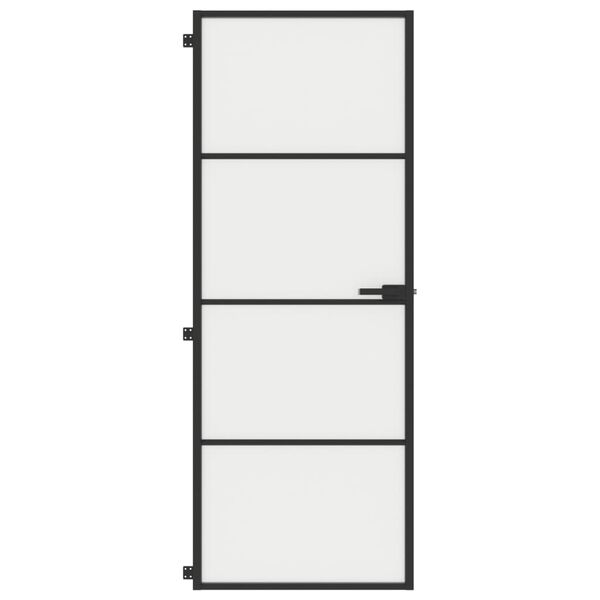 vidaXL Interior Door Slim Black 76x201.5 cm Tempered Glass and Aluminium