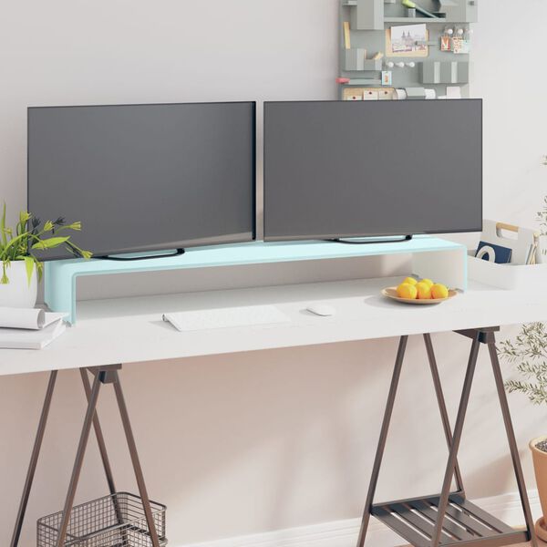 vidaXL TV Stand/Monitor Riser Glass Green 110x30x13 cm