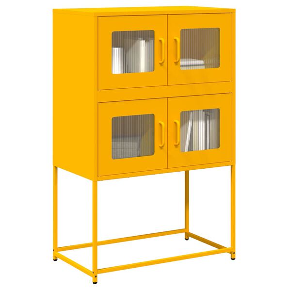 vidaXL Highboard Mustard Yellow 68x39x107 cm Steel