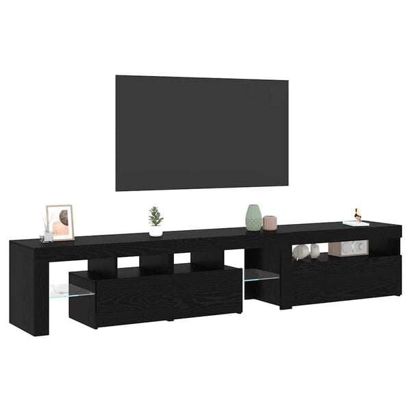 vidaXL TV Cabinet 2 pcs Black Oak 215 x 36.5 x 40 cm Engineered Wood