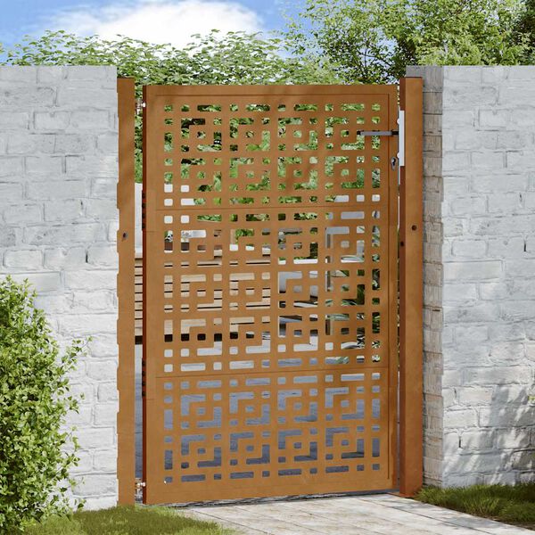 vidaXL Garden Gate 100x125 cm Weathering Steel Cross Design