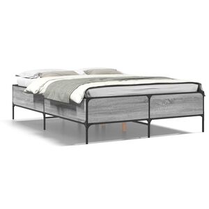 vidaXL Bed Frame without Mattress Grey Sonoma 150x200 cm King Size