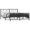 vidaXL Metal Bed Frame without Mattress with Footboard Black 160x200cm