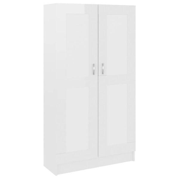 vidaXL Book Cabinet High Gloss White 82.5x30.5x150 cm Engineered Wood