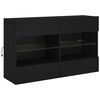 vidaXL TV Wall Cabinet with LED Lights Black 98.5x30x60.5 cm