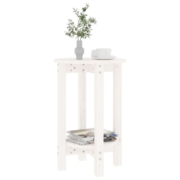 vidaXL Coffee Table White &Oslash; 40x60 cm Solid Wood Pine