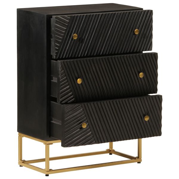 vidaXL Chest of Drawers Black 55x30x76 cm Solid Wood Mango and Iron