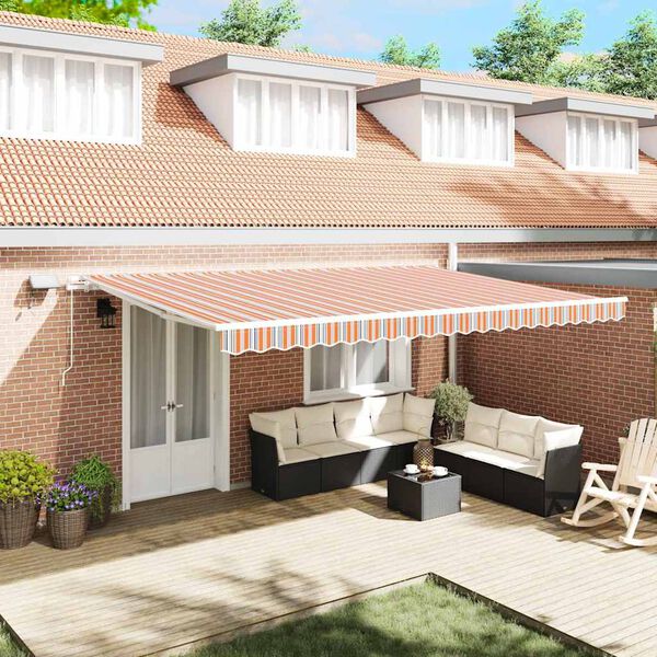 vidaXL Retractable Awning Multicolour 500 x 300 cm Fabric and Metal