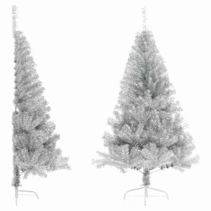 vidaXL Artificial Half Christmas Tree with Stand Silver 120 cm PET