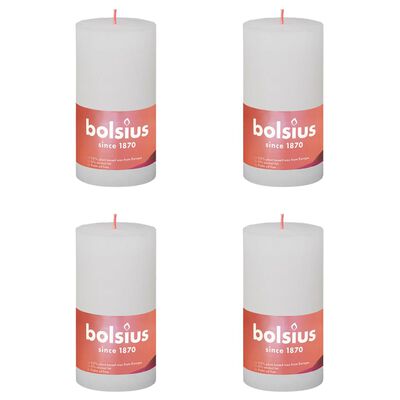 Bolsius Rustic Pillar Candles Shine 4 pcs 130x68 mm Cloudy White