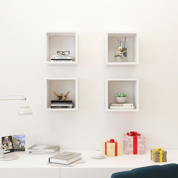 vidaXL Wall Cube Shelves 4 pcs White 26x15x26 cm