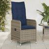 vidaXL Reclining Garden Chair with Cushions Grey Poly Rattan