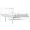 vidaXL Metal Bed Frame without Mattress with Footboard White 75x190cm