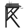 vidaXL Gaming Desk with K Shape Legs Black 110x60x75 cm