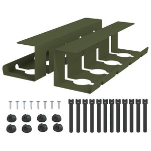 vidaXL Under Desk Cable Management Tray 2 pcs Olive Green