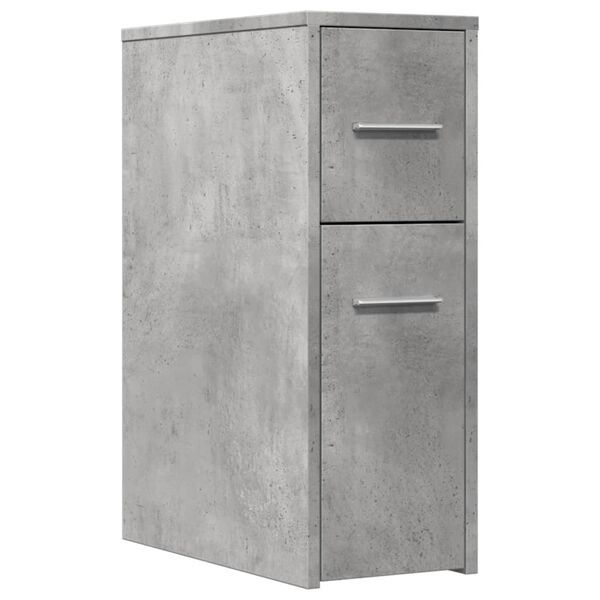 vidaXL Narrow Bathroom Cupboard with Wheels Concrete Grey Engineered Wood