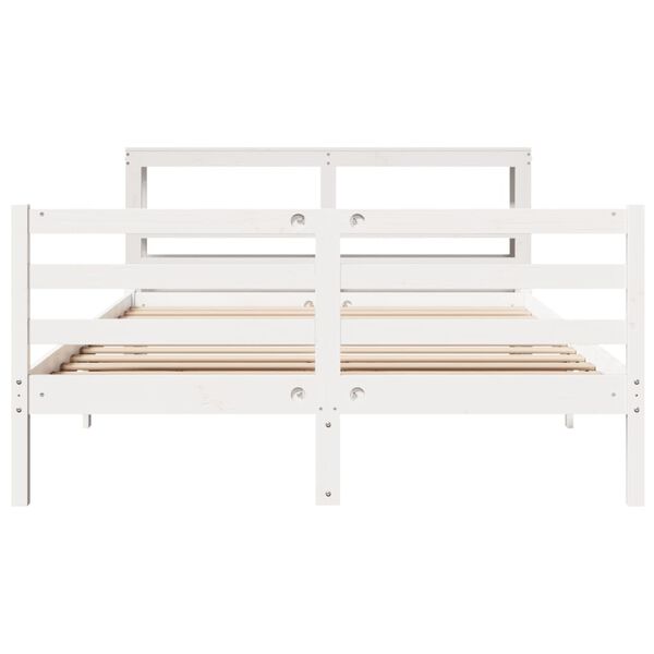 vidaXL Bed Frame without Mattress White 150x200 cm King Size Solid Wood Pine