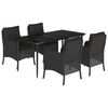 vidaXL 5 Piece Garden Dining Set with Cushions Black Poly Rattan
