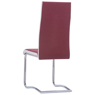 vidaXL Cantilever Dining Chairs 2 pcs Wine Red Fabric