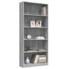 vidaXL 5-Tier Book Cabinet Grey Sonoma 80x24x175 cm Engineered Wood