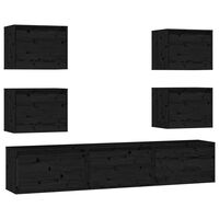 vidaXL TV Cabinets 7 pcs Black Solid Wood Pine