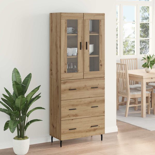 vidaXL Highboard with Drawer 2 pcs Artisan Oak Engineered Wood