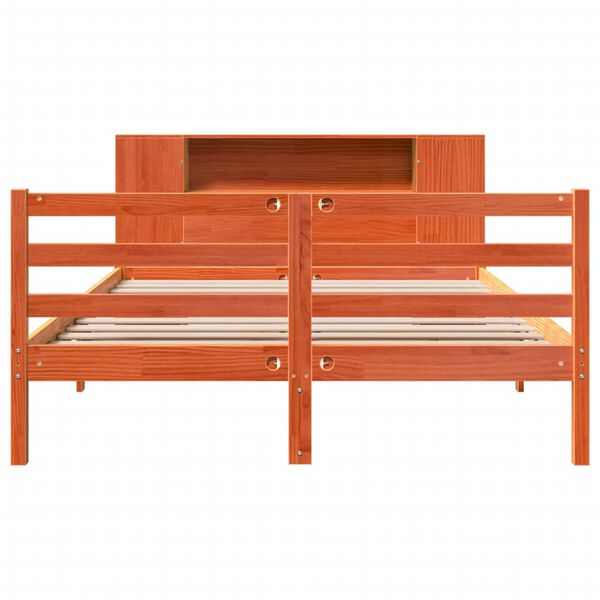 vidaXL Bookcase Bed without Mattress Wax Brown 150x200 cm King Solid Wood Pine