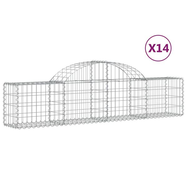 vidaXL Arched Gabion Baskets 14 pcs 200x30x40/60 cm Galvanised Iron