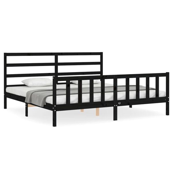 vidaXL Bed Frame without Mattress Black 200x200 cm Solid Wood Pine