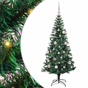 vidaXL Artificial Pre-lit Christmas Tree Green 150 cm PVC and Metal