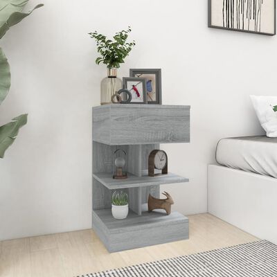 vidaXL Bedside Cabinet Grey Sonoma 40x35x65 cm Engineered Wood