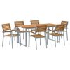 vidaXL Garden Dining Set 7 pcs Grey Solid Acacia Wood