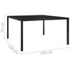 vidaXL Garden Table 130x130x72 cm Black Steel and Glass