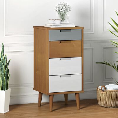 vidaXL Drawer Cabinet MOLDE Brown 40x35x82 cm Solid Wood Pine