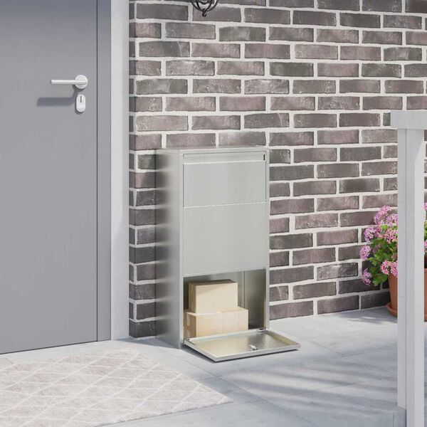 vidaXL Parcel Drop Box Silver 44 x 22 x 82 cm Galvanised Steel