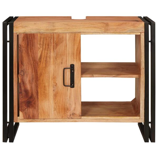 vidaXL Bathroom Sink Cabinet with Door Solid Acacia wood and Iron