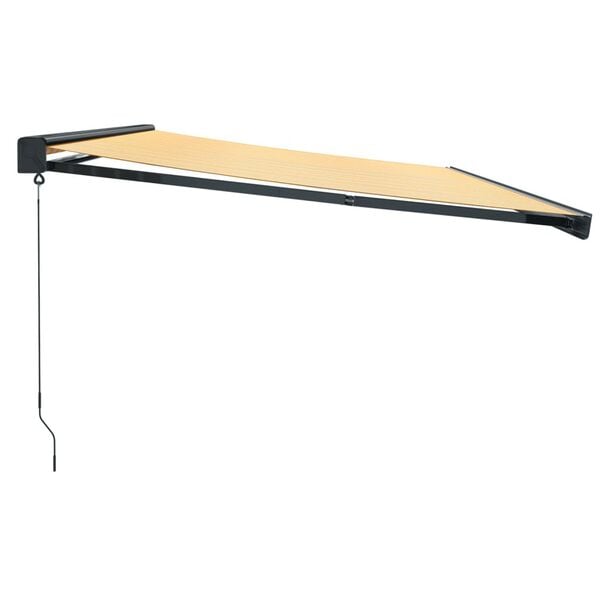 vidaXL Retractable Awning Yellow and White 5x3 m Fabric and Aluminium