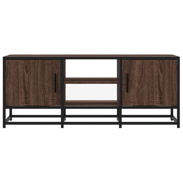 vidaXL TV Cabinet Brown Oak 100x35x41 cm Engineered Wood and Metal