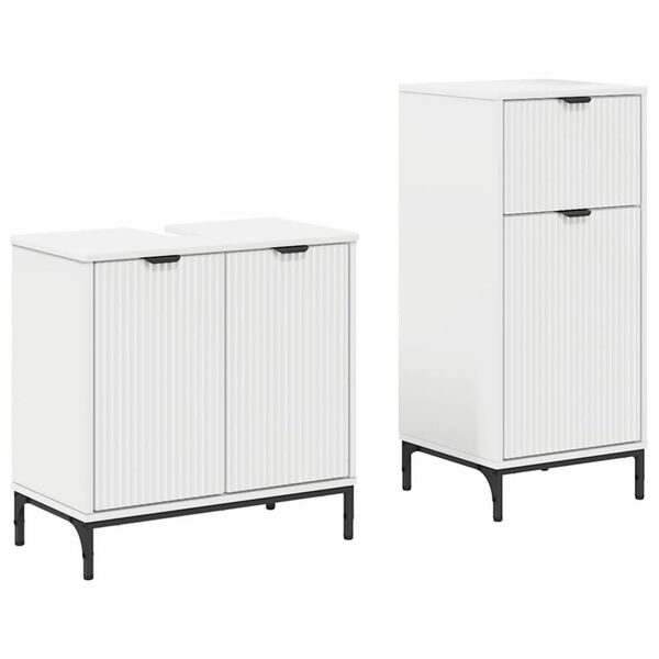 vidaXL Bathroom Furniture Set 2 pcs White Engineered Wood and Metal