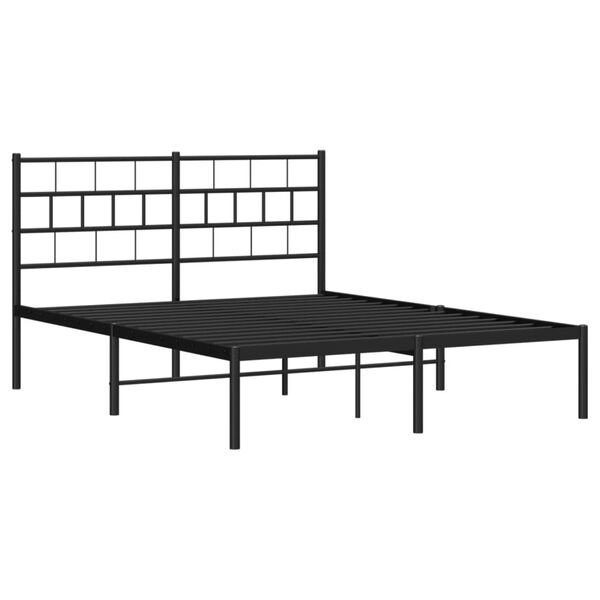 vidaXL Metal Bed Frame without Mattress with Headboard Black 120x200cm