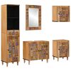 vidaXL Bathroom Furniture Set with Door 5 pcs Natural Solid Mango Wood