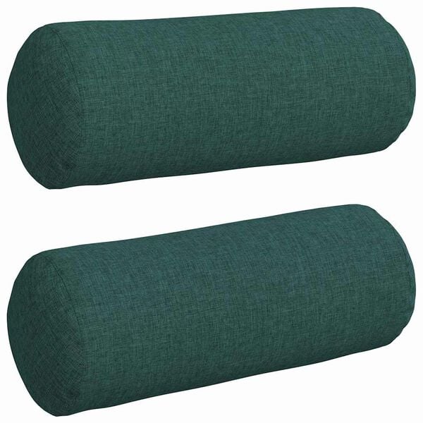vidaXL Bolster Pillows 2 pcs Dark Green &Oslash; 15 x 40 cm Fabric