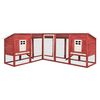 vidaXL Outdoor Rabbit Hutch with Run Red and White Solid Fir Wood